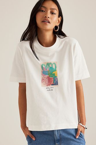 T-shirt ample graphique à manches courtes en White taille: XS chez Anthropologie - Selected Femme - Modalova