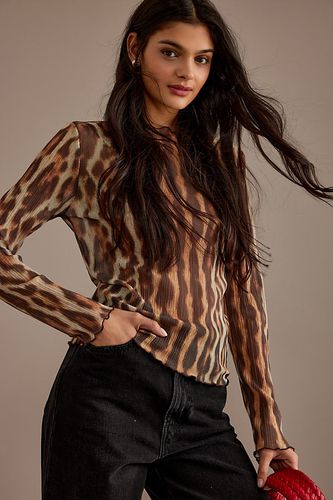 Haut à manches longues en maille plissée motif léopard , taille: S - Par Anthropologie - Modalova