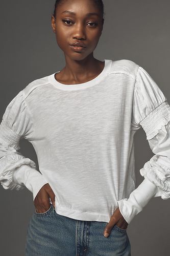 Crew-Neck Ruched & Smocked-Sleeve Top en taille: XL chez Anthropologie - Pilcro - Modalova