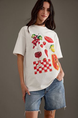 T-shirt boyfriend à motif graphique en , taille: Uk 6 chez Anthropologie - Damson Madder - Modalova