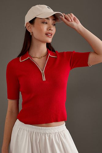 Polo Côtelé Zippé Devant Luna en Red taille: S chez - Anthropologie - Modalova