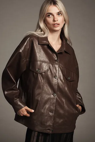 Veste chemise boyfriend imitation cuir en taille: S chez Anthropologie - Pilcro - Modalova