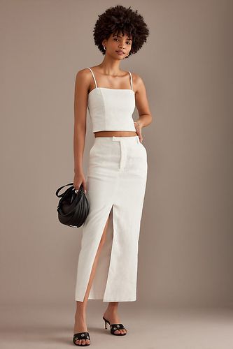 Jupe midi en lin fendue sur le devant Sita en White, taille: Uk 14 chez Anthropologie - Bardot - Modalova