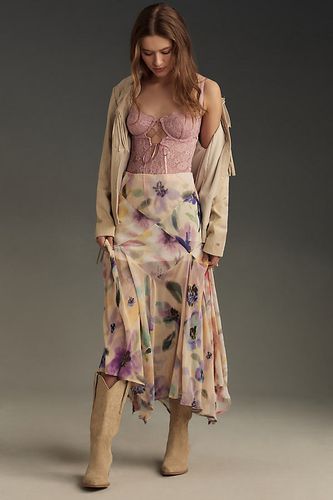 Asymmetrical Painterly Floral Midi Skirt en Pink, taille: 1 X - By Anthropologie - Modalova