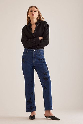 Le Jean Droit Taille Haute Annie par : Édition Ornée en Blue, taille: 25 chez Anthropologie - Pilcro - Modalova