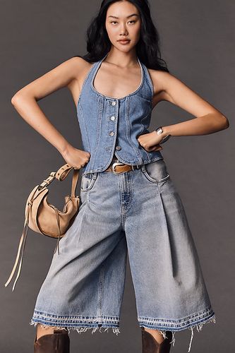 Pleated Culotte Wide-Leg Denim Shorts en Blue, taille: 30 chez Anthropologie - Pilcro - Modalova