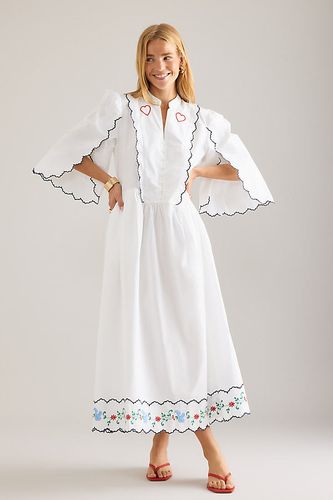 Robe midi brodée en White taille: Uk 6 chez Anthropologie - Stella Nova - Modalova