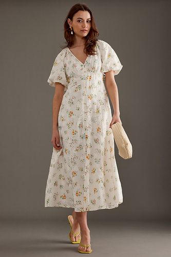 Robe mi-longue à fermeture boutonnée et manches bouffantes Lennox en White, taille: Uk 8 chez Anthropologie - Nobody's Child - Modalova