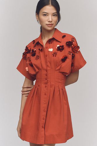 La Robe Chemise Plissée Tobie à Boutons par : Édition Mini à Paillettes en taille: 2XS chez Anthropologie - Exquise - Modalova