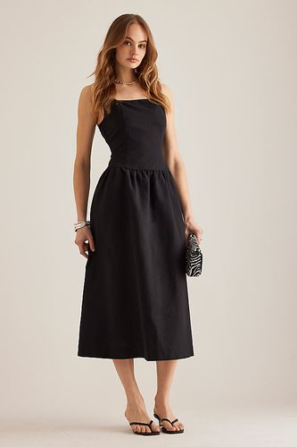 Fleur Linen Midi Dress en Black taille: Uk 6 chez Anthropologie - ALIGNE - Modalova