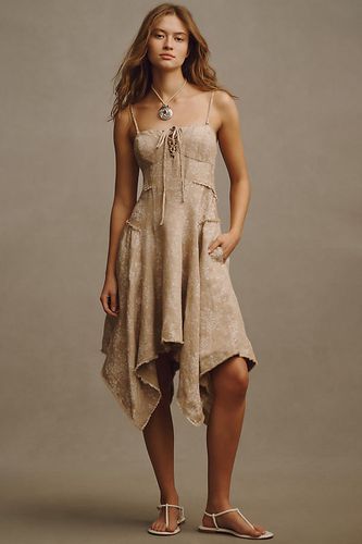 Corset Lace-Up Seamed Mini Dress en Beige, taille: XS - By Anthropologie - Modalova