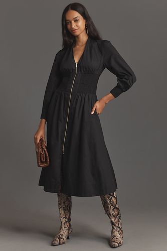 La Robe Chemise Tommie Smocked Devant-Zip: Édition Manches-Longues par en Black taille: 2XS - By Anthropologie - Modalova