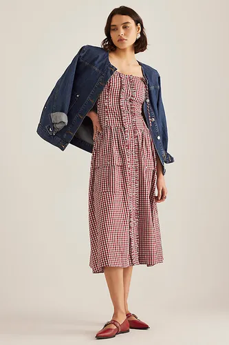 Robe mi-longue à carreaux vichy Faith taille: Uk 6 chez Anthropologie - Damson Madder - Modalova