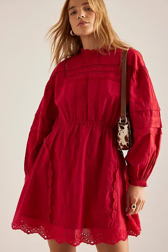 Robe Mini Clancy en Red taille: Uk 6 chez Anthropologie - Damson Madder - Modalova