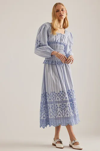 Robe Midi Froncée Nola taille: Uk 6 chez Anthropologie - Damson Madder - Modalova