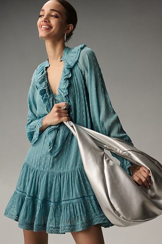 Robe tunique volantée courte à col en V et manches longues par en Blue taille: S - Par Anthropologie - Modalova