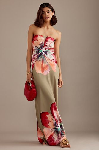 The Fleur Strapless Satin Maxi Slip Dress en Beige, taille: Uk 14 chez - Anthropologie - Modalova