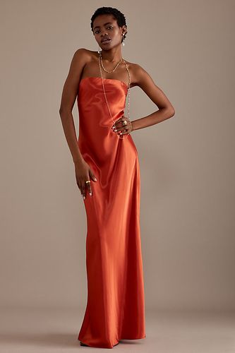 The Fleur Strapless Satin Maxi Slip Dress en Red, taille: Uk 16 chez - Anthropologie - Modalova