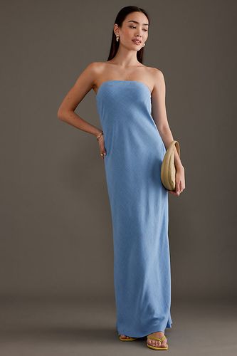 The Fleur Strapless Linen-Blend Maxi Slip Dress par en Blue, taille: Uk 10 - By Anthropologie - Modalova