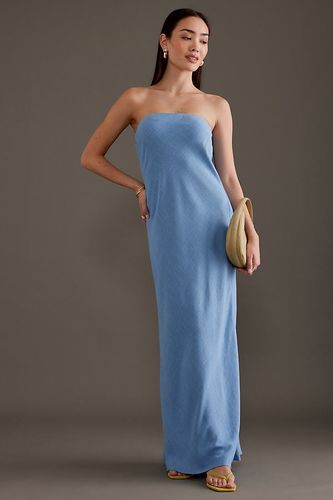 The Fleur Strapless Linen-Blend Maxi Slip Dress par en Blue, taille: Uk 6 - By Anthropologie - Modalova