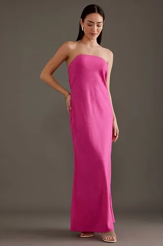 The Fleur Strapless Linen-Blend Maxi Slip Dress par en Pink, taille: Uk 6 - By Anthropologie - Modalova
