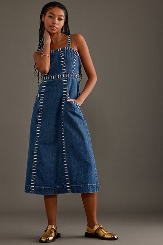 Robe midi en denim sans manches à encolure carrée Ella en Blue, taille: Uk 8 chez Anthropologie - Seventy + Mochi - Modalova