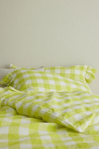 Housse de Couette Vichy en Lin Français en Green chez Anthropologie - Society of Wanderers - Modalova