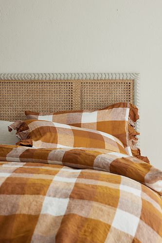 Housse de Couette en Lin à Carreaux Biscuit en Orange chez Anthropologie - Society of Wanderers - Modalova