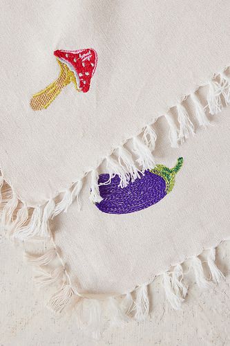 Lot de 2 serviette en papier motif légumes brodés chez Anthropologie - Anna + Nina - Modalova