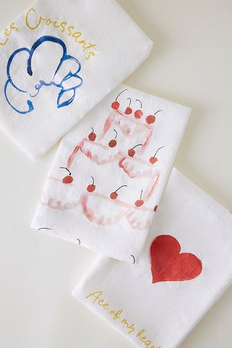 Torchon à thé en lin en Pink chez Anthropologie - Dinette - Modalova