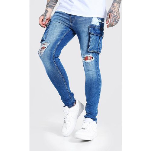 Super Skinny Multi Rip Cargo Jeans Homme - Boohooman - Modalova