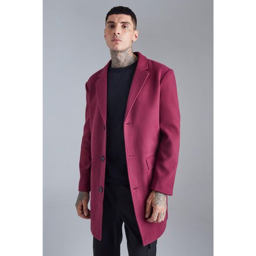 Manteau droit long effet laine - Boohooman - Modalova