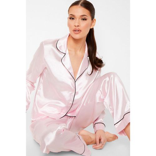 Ensemble De Pyjama Satiné Boutonné - boohoo - Modalova