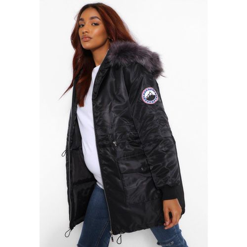 Maternité - Parka De Grossesse À Détails En Fausse Fourrure - boohoo - Modalova