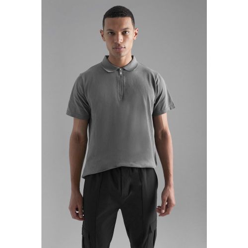 Tall - Polo cintré zippé à manches courtes - Boohooman - Modalova