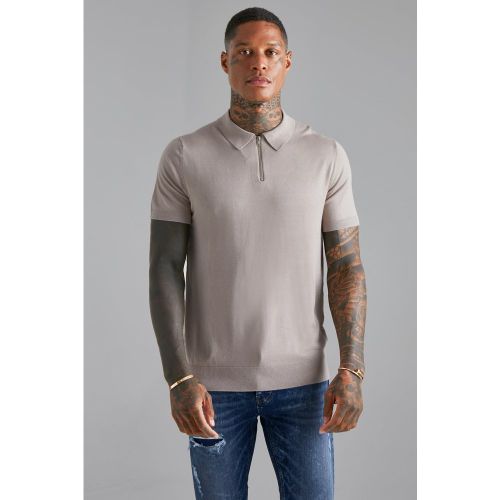 Polo zippé à manches courtes - Boohooman - Modalova