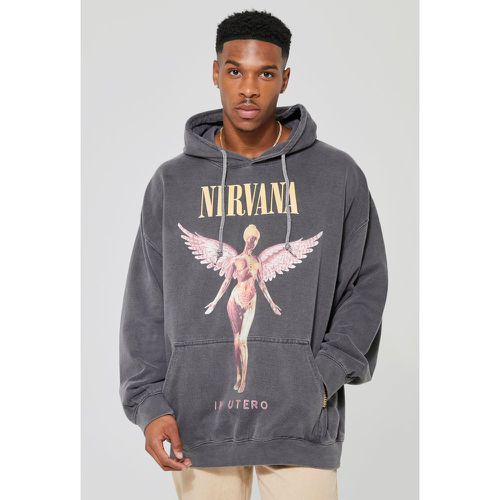 Sweat à capuche oversize surteint à imprimé Nirvana - Boohooman - Modalova