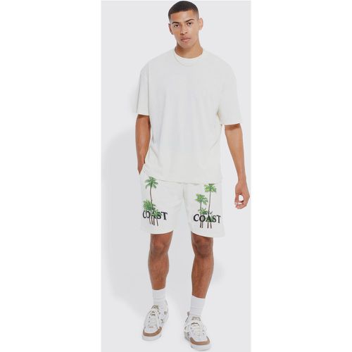 Ensemble oversize imprimé palmier avec t-shirt et short - Boohooman - Modalova