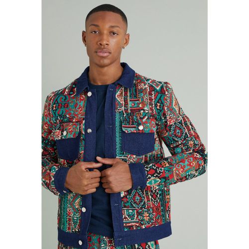 Veste en jean à motif tapisserie - Boohooman - Modalova