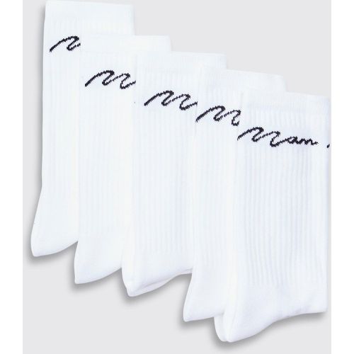 Lot de 5 paires de chaussettes à logo - MAN - Boohooman - Modalova