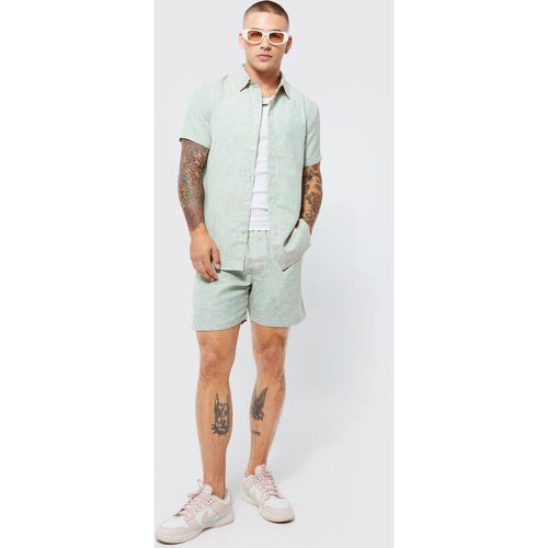 Ensemble en lin avec chemise et short - Boohooman - Modalova