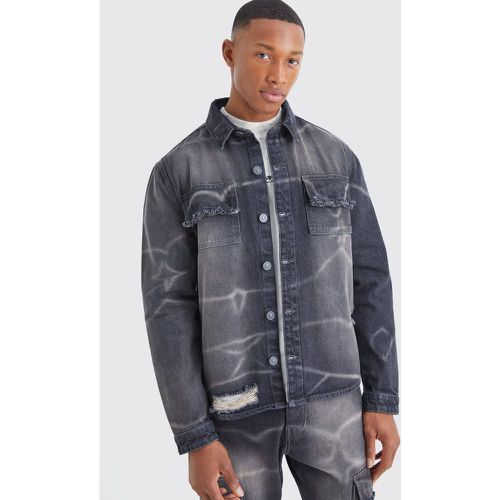 Chemise oversize en jean surteint - Boohooman - Modalova