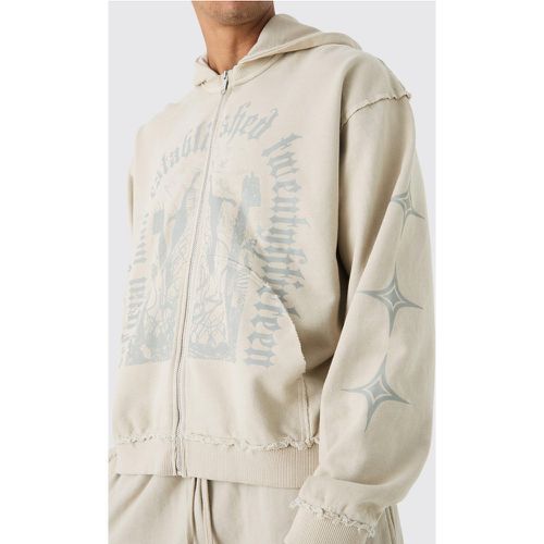 Oversized Boxy Raw Seam Overdye Hoodie - Boohooman - Modalova