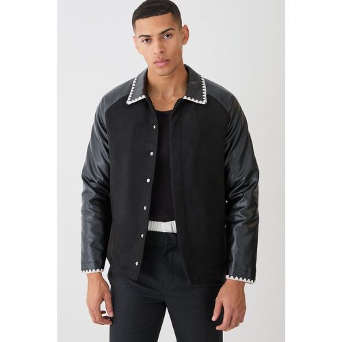 Veste Harrington à manches en simili - Boohooman - Modalova