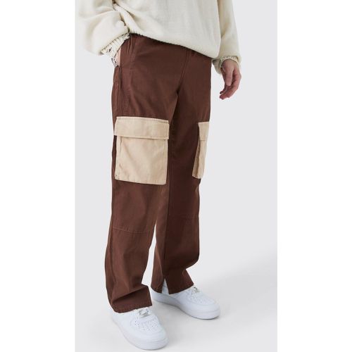 Pantalon en twill à poches contrastantes - Boohooman - Modalova