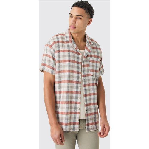 Oversized Mini Textured Check Shirt - Boohooman - Modalova