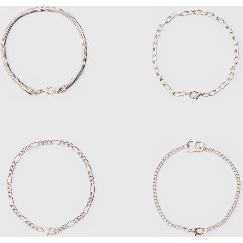 Pack Chain Bracelets In Silver - Boohooman - Modalova