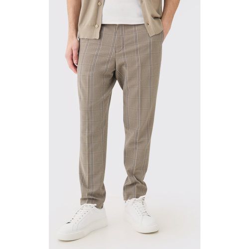 Stretch Textured Check Tailored Trousers - Boohooman - Modalova