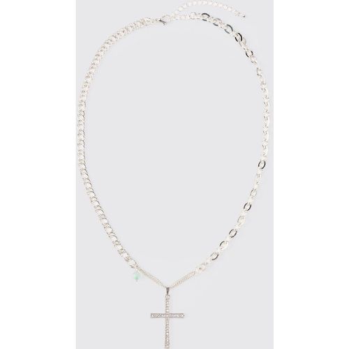Cross Stone Pendant Necklace In Silver - Boohooman - Modalova
