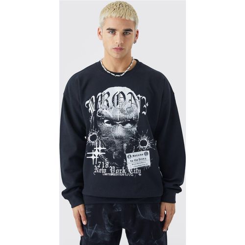 Sweat oversize à imprimé Bronx - Boohooman - Modalova